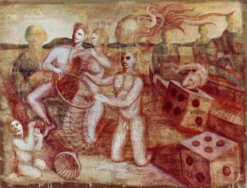 Chalk and acrylic on canvas, 155 x 114cm, 1995.